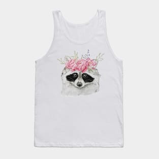 Cute Raccoon with Flower Headband Tank Top